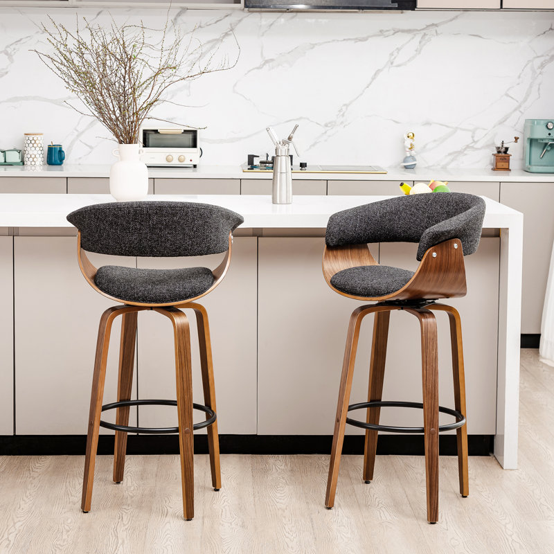 Tavar Upholstered Faux Leather Bar Stool , Black, Counter Stool (27.5" Seat Height)