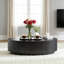 Table basse ovale noire matte, panneau central en MDF de 47,24 po avec tiroir pour salon-965726829