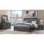 Structure de lit très grand gris avec tête de lit rembourrée d'inspiration à DEL et en cristal, chambre à coucher contemporaine de style panneau en bois massif + éclairage Shaker en bois d'hévéa pour la chambre à coucher, sommier tapissier nécessaire