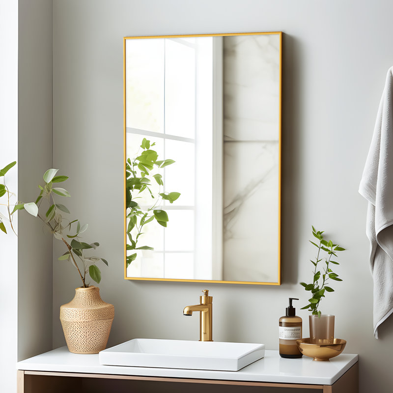 Beshore Modern & Contemporary Accent Wall Mirror, Gold, 36" x 24"