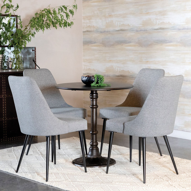 Leandra Round Metal Base Dining Table, 30" H x 30" L x 30" W