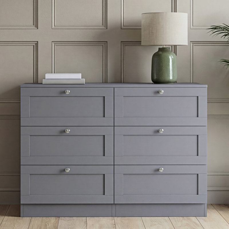 Tasneem 6 Drawer Chest of Drawers Bedroom Storage Unit Clothes Storage Cabinet Bedroom Living Room Hallway Furniture, Grey