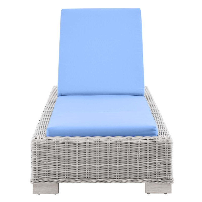 Chaise longue d'extérieur en rotin Modway Conway, Bleu clair
