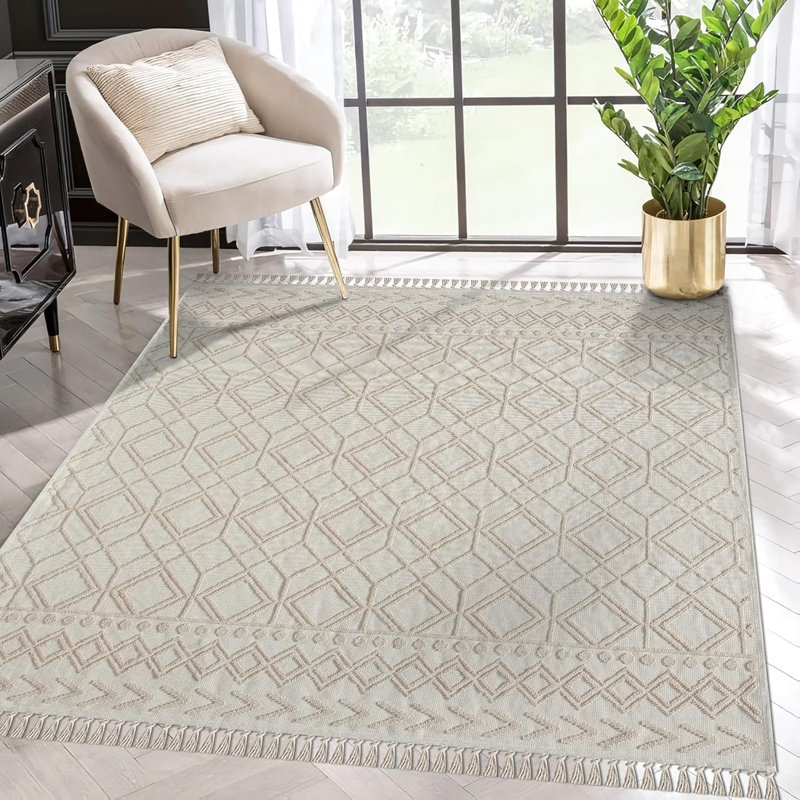 Indoor Area Rugs Low Pile Bedroom Rug Non Slip Floor Mat Washable Carpet Pads for Living Room A0124, Rectangle 160 x 230 cm