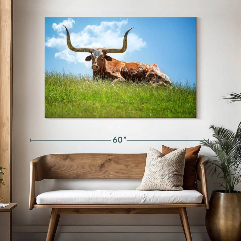 Bramhorn de Brampt sur l'herbe, Texas, H 34 po x l 51 po