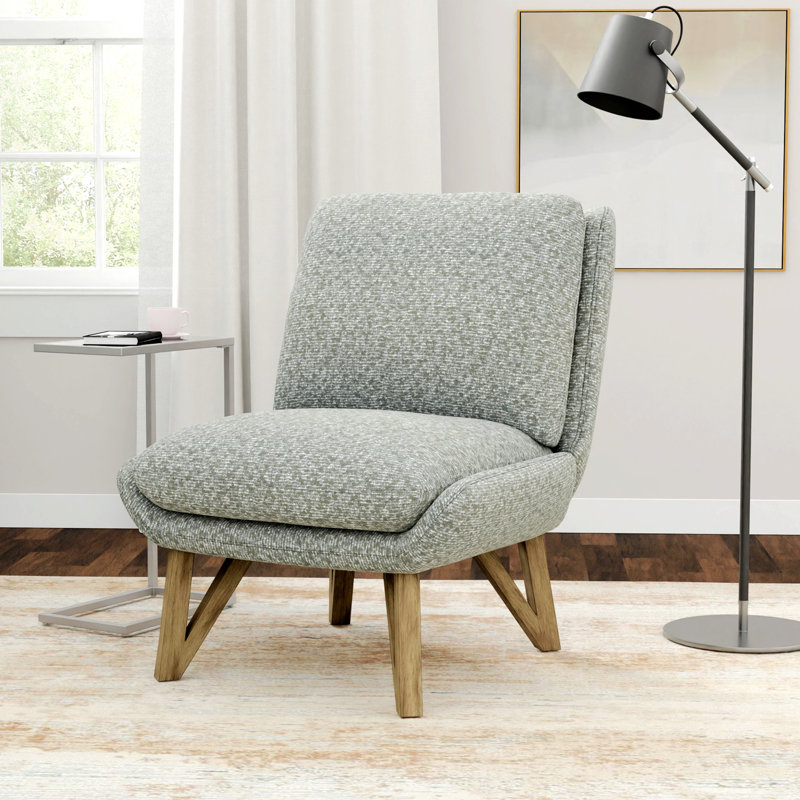 Fauteuil d'appoint sans accoudoirs, fauteuil confortable, Tissu gris