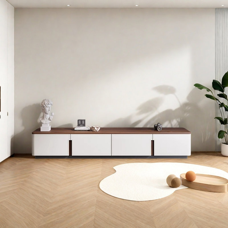 Meuble télé en bois de qualité supérieure, Brun / blanc, 78.74"