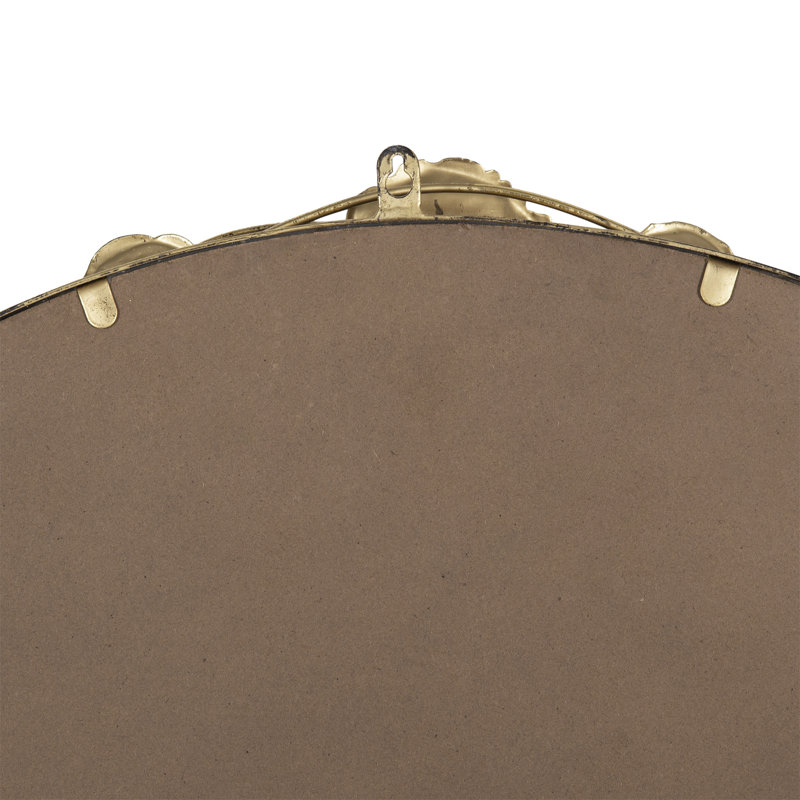 35" Round Metal Wall Mirror With En Leaf Accents, 35.2" x 35.2", Round