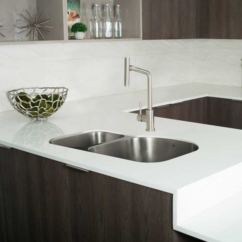 31.49'' L Double Bowl Stainless Steel Kitchen Sink