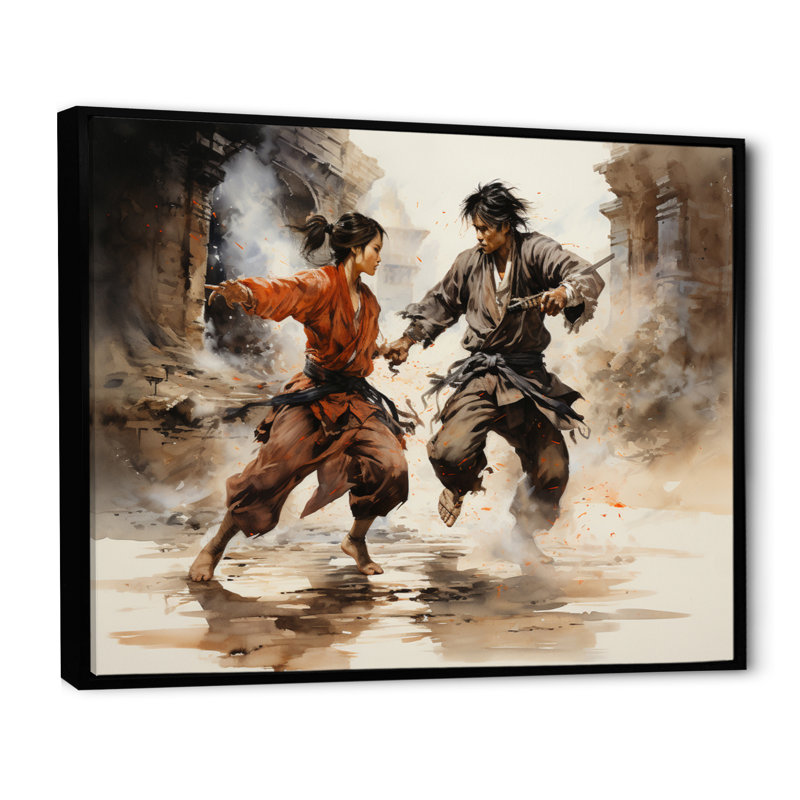 Marcetta China Art Kung Fu I - reproduction d'art, H 34 po x l 44 po x P 1,5 po, Cadre flottant noir