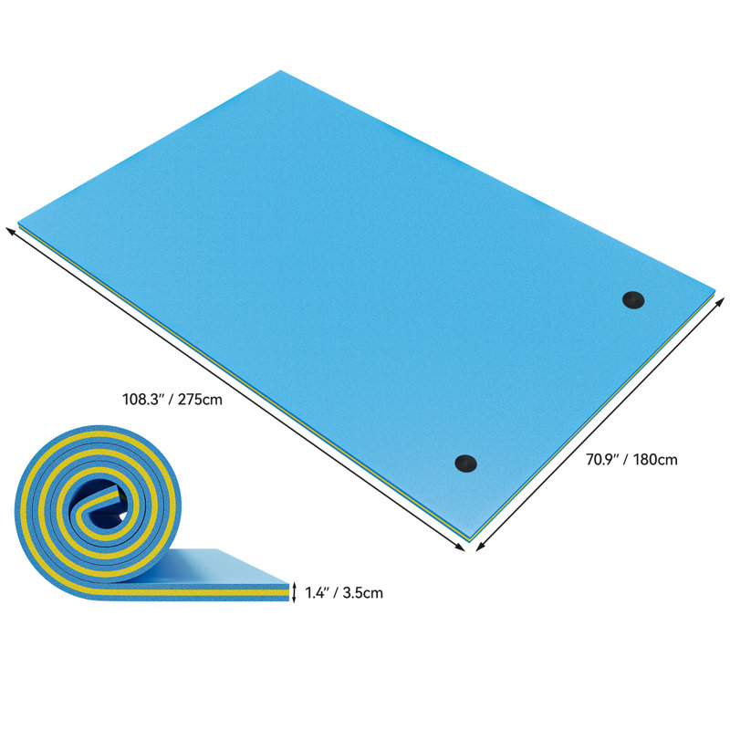 Balconera 9' X 6' Lake Floats Floating Mat Water Mat Inflatable Rafts Lily Pad Pools Beach XPE Floating Island, Blue