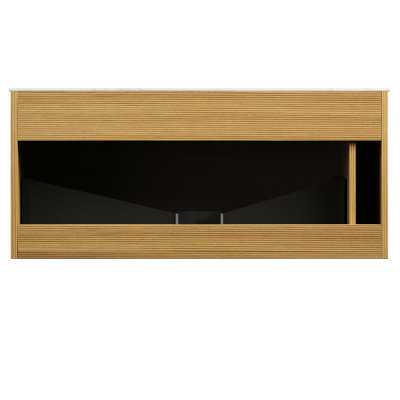 Armoire 36 po avec tiroir, couleur chêne, drain de robinet sans comptoir, grille ultramince sophistiquée, fabrication en contreplaqué, glissières de tiroir silencieuses, éclairage à DEL, contreplaqué, fonctionnement en douceur, lumières