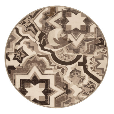 Machine Washable Manhasset Global Inspired Moroccan Rug in Beige – Beige Binding