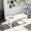 Banc de jardin en bois blanc avec siège à lattes pour piscine et chaises d'extérieur Structure en acier thermolaqué, 264 lb Soutien