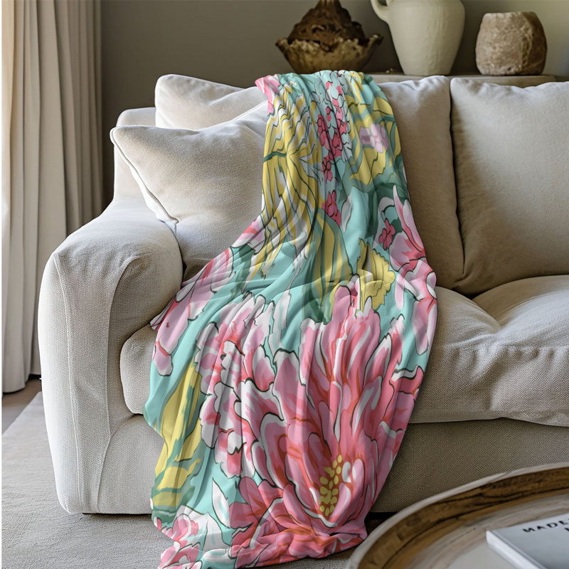 Motif de balise maritime - 1 pièce Sherpa Premium, L 60 po x L 80 po, Motifs floraux élégants