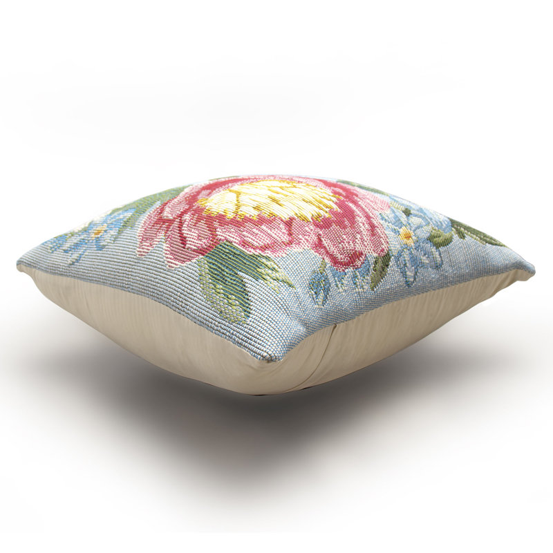 Secret Garden Indoor/Outdoor Throw Pillow, Light Blue, Square 18"