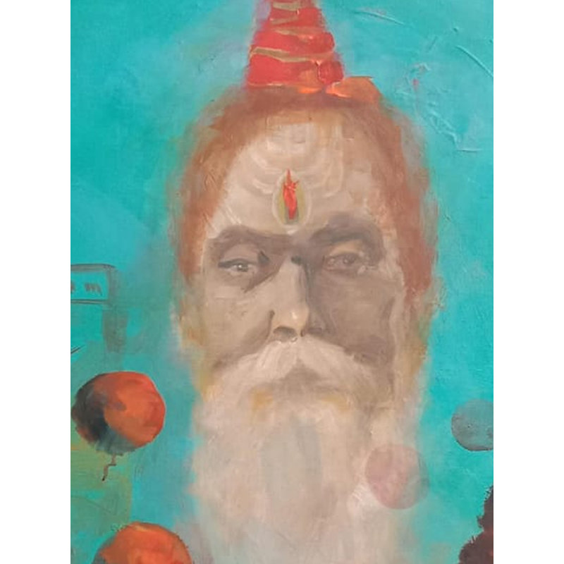 Connexion de Saint et Ghat | Acrylique sur toile | Par Raj Kumar Singh