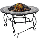 Abduljabaar Round Steel Wood Burning Fire Pit with Lid