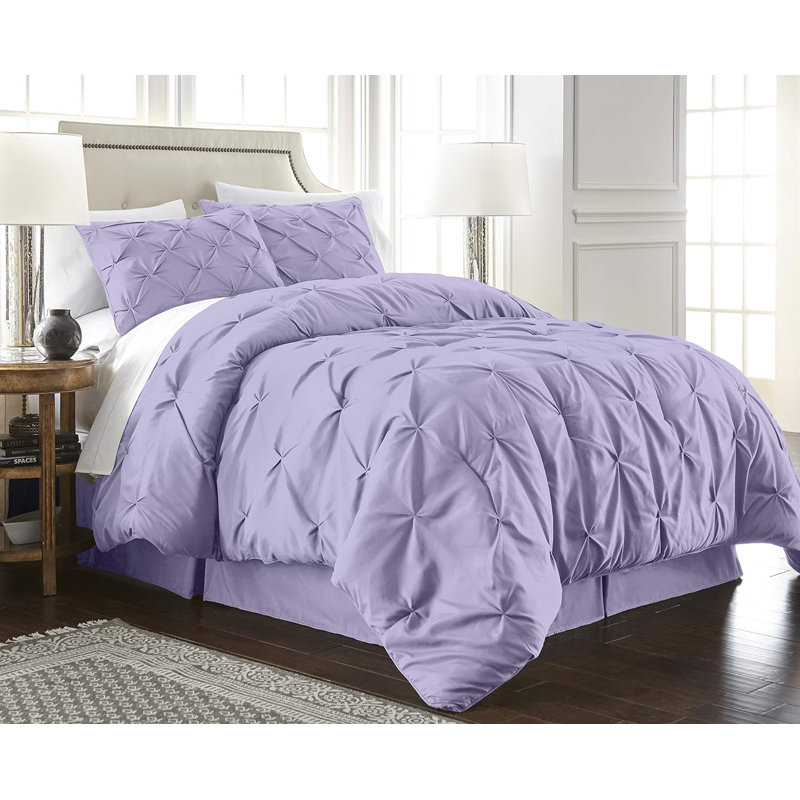 Berlin Pintuck Microfiber 3-Piece Comforter Set, Twin Comforter + 1 Standard Sham, Lavender