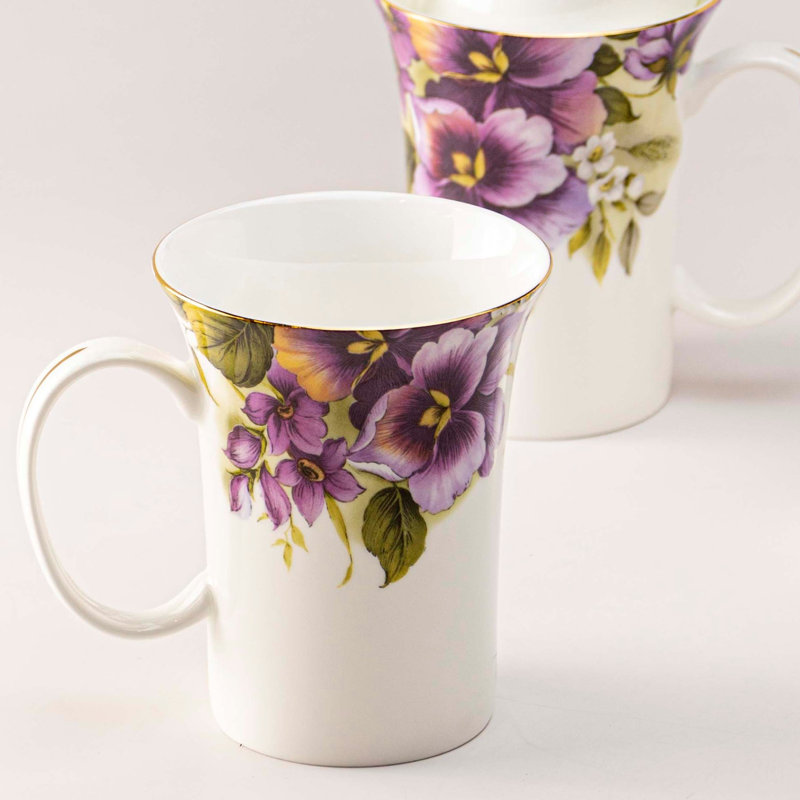 Bone China Coffee Mugs, Set of 2