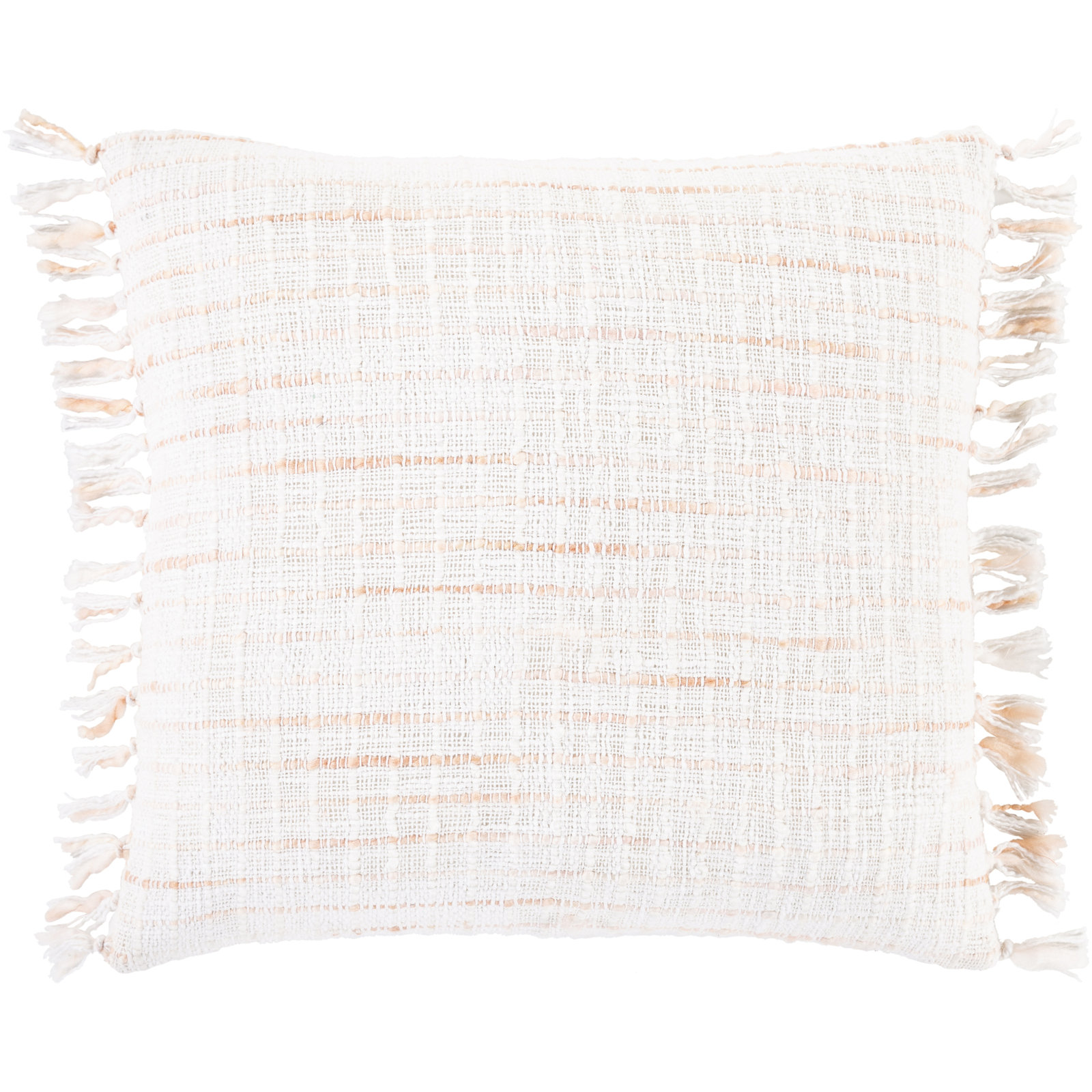 Duncan Cotton Throw Pillow, 18" H x 18" W, Ivory/Peach, No Fill