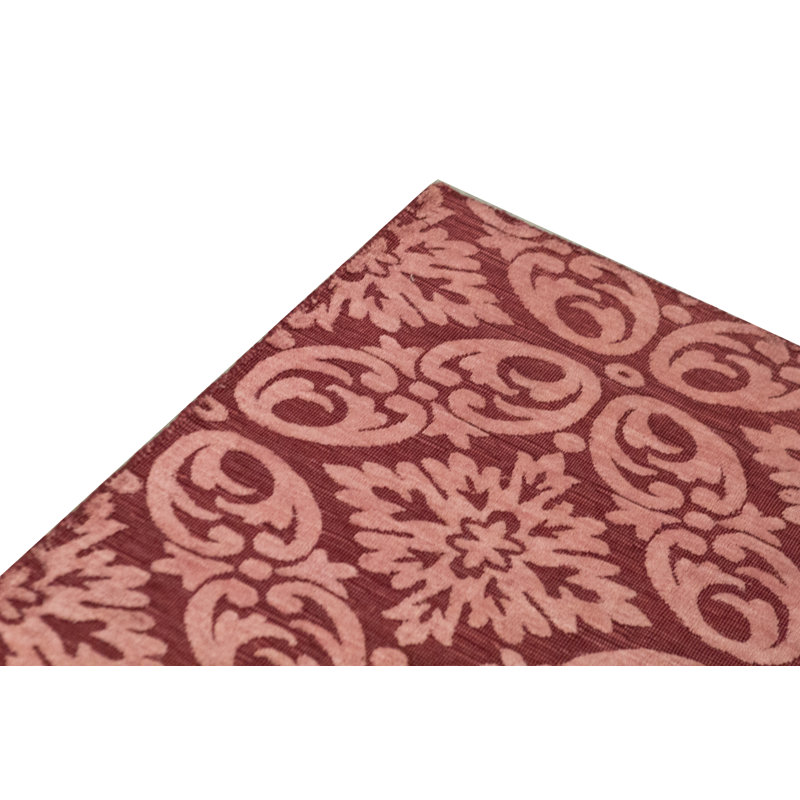 Jacquard Damask Area Rug in Red