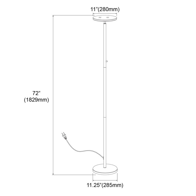 Ervin 72'' LED Torchiere Floor Lamp, Black