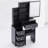 Vanity Desk, 29.2" Small Size Left Bedside Cabinet Vanity Table , Cushioned Stool, Large Sliding, Touch Control, Tri-Color Switching, Brightness Adjust LED Mirror, High Capacity Storage, Suitable For Small Space-1445656903