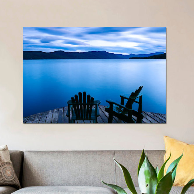 «Scene On The Water V» par James McLoughlin - reproduction de photo sur toile tendue, H 24 po x l 32 po x P 1 po, Blanc