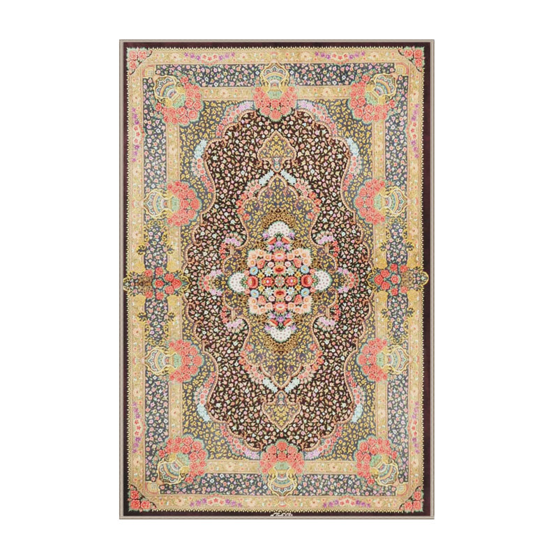 Tapis brun foncé/brun clair/vert traditionnel, Rectangle 8 pi x 12 pi
