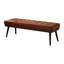 Banc Mid-Century moderne en cuir véritable touffeté avec pieds en bois massif-1774409229