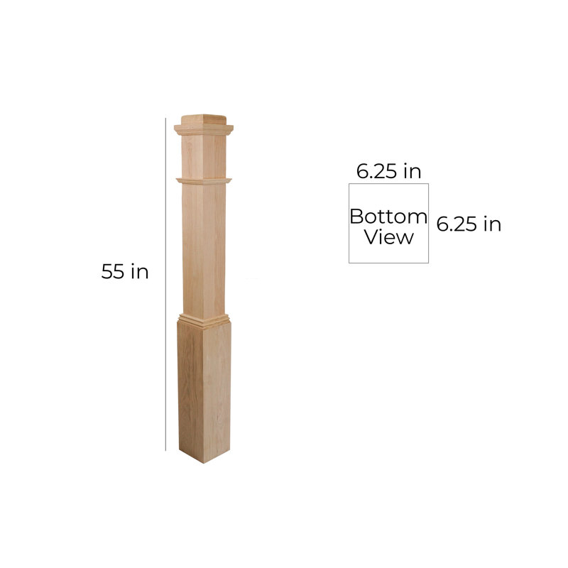 Poteau en forme de boîte 55 po Newel 55 po (SP4091-RO-UNF) - Ensemble de 2