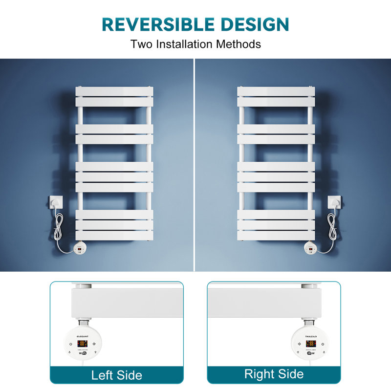 100*50*6.2cm, Smart WiFi-Enabled Heated Towel Rail with Multi-Mode Heating, White