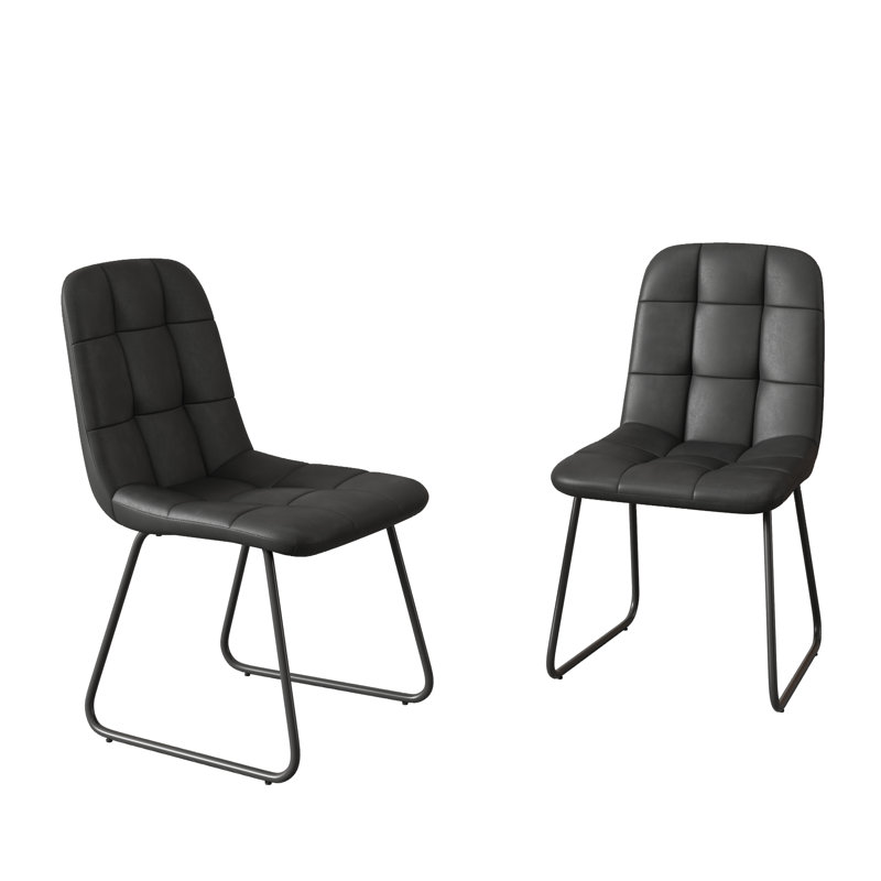 Modern Kitchen Dining Chairs, Upholstered Side Chairs (2 Chairs), Black, 2