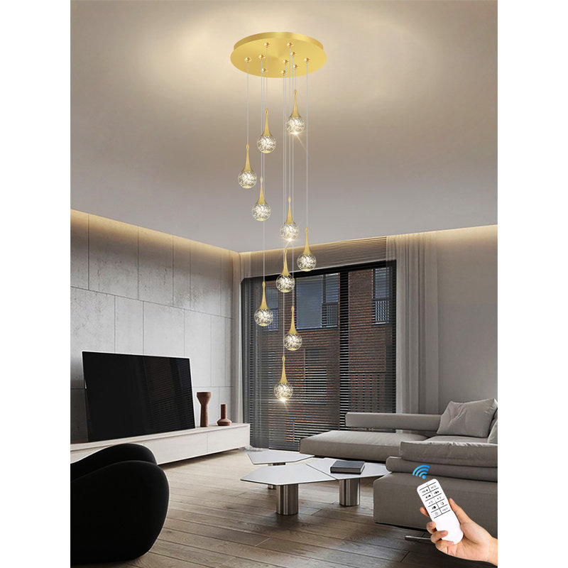 Cornellia 10 - Light Dimmable LED Gold Chandelier Crystal Teardrop Chandelier