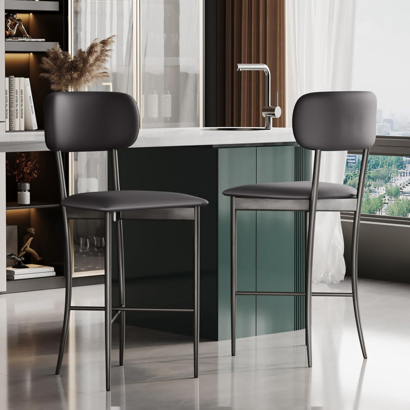Tabourets de bar de 29,5 po de hauteur avec dossier - tabourets de bar très larges, cuir résistant aux égratignures et structure en acier (1PCS)