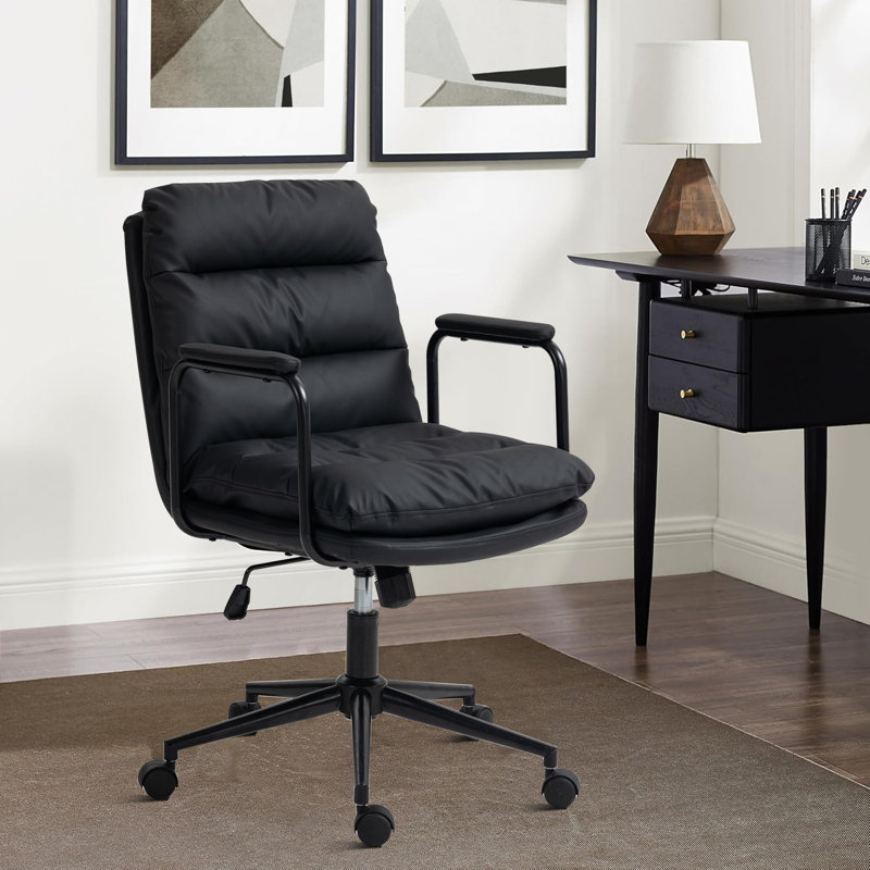Modern and comfortable removable office chair with wheels and upholstered backrest armrests for bedroom, study, computer room, office