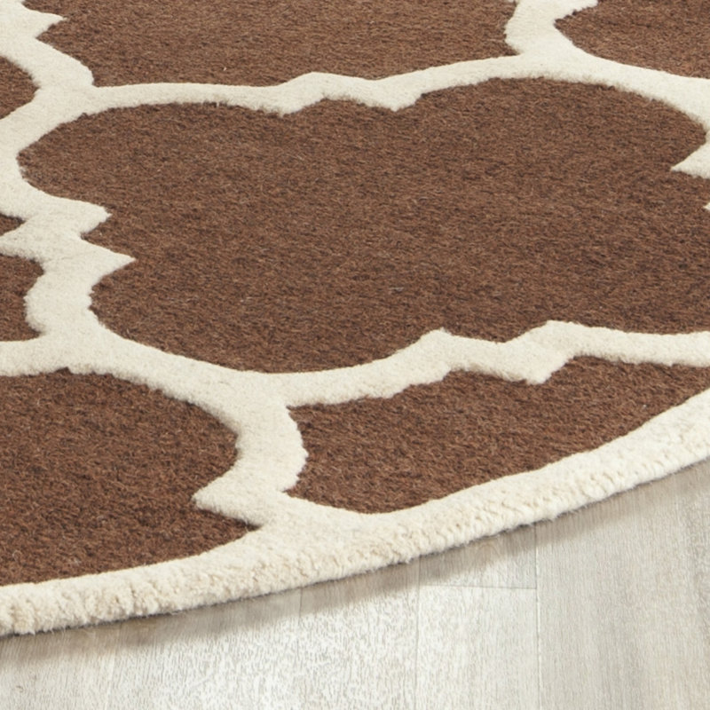 Cannen Hand Tufted Wool Geometric Rug, Round 6'