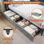 Lit de coin simple avec tête de lit bibliothèque et éclairage DEL, station de recharge, méridienne en métal avec 2 tiroirs et niches ouvertes, lits simples pour chambre ou salon-942800832-942800833
