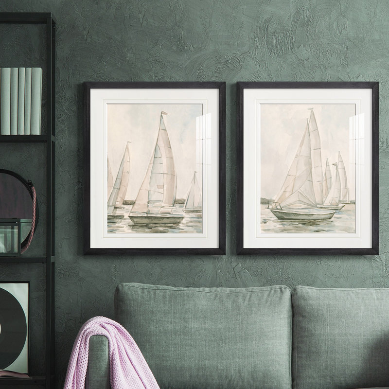 «Sail Scribble I», reproduction encadrée de qualité supérieure, prête à être accrochée