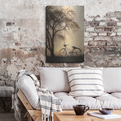 «Foggy Morning Sunrise» par Lori Deiter, art mural en métal luxueux, 24 po x 36 po