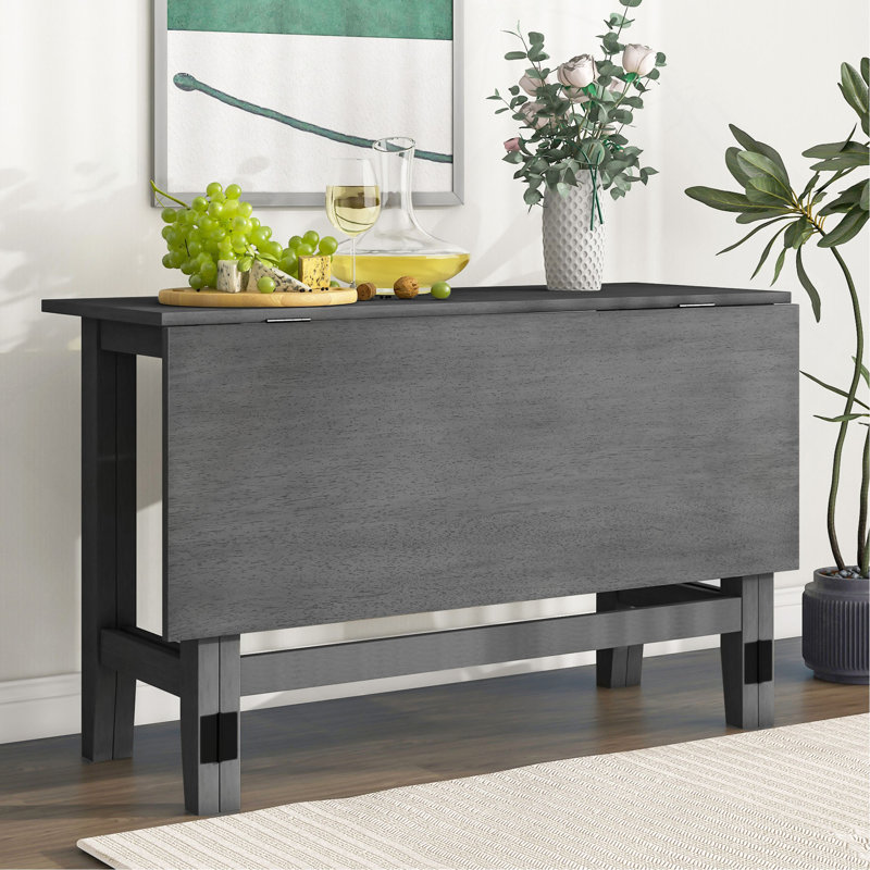 Table de salle à manger extensible en bois avec rallonge pour petits espaces TopMAX Farmhouse, Gris