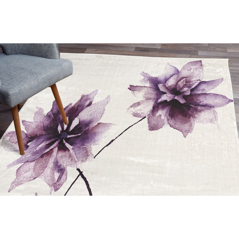 Tapis mauve pâle, Rectangle 2 pi 7 po x 4 pi 11 po