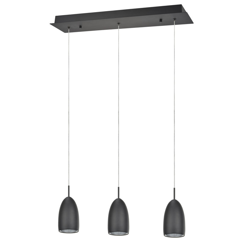 3 - Light LED Kitchen Island Pendant, Black