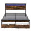 Structure de lit plateforme grand lit en métal avec tête / pied de lit en bois, zone de charge, 2 coffres à tiroirs, lumières à DEL, sans sommier, systèmes d'assemblage simples pour la taille, la tête de lit et la charge, de grands tiroirs,-786414617