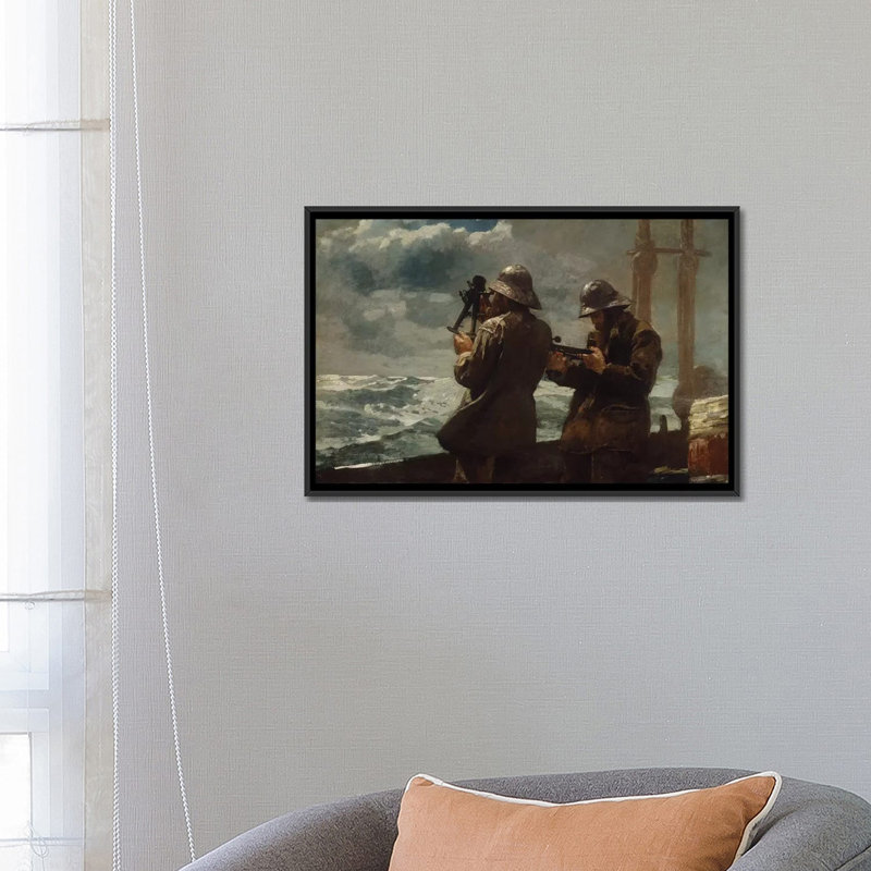 «Eight Bells» par Winslow Homer - impression sur toile tendue, H 18 po x l 26 po x P 1,5 po, Toile avec cadre noir
