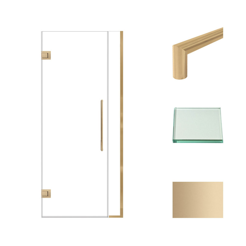 Porte de douche à charnière avec verre transparent l 34,5 po x H 76 po Transolide Elizabeth, Bronze