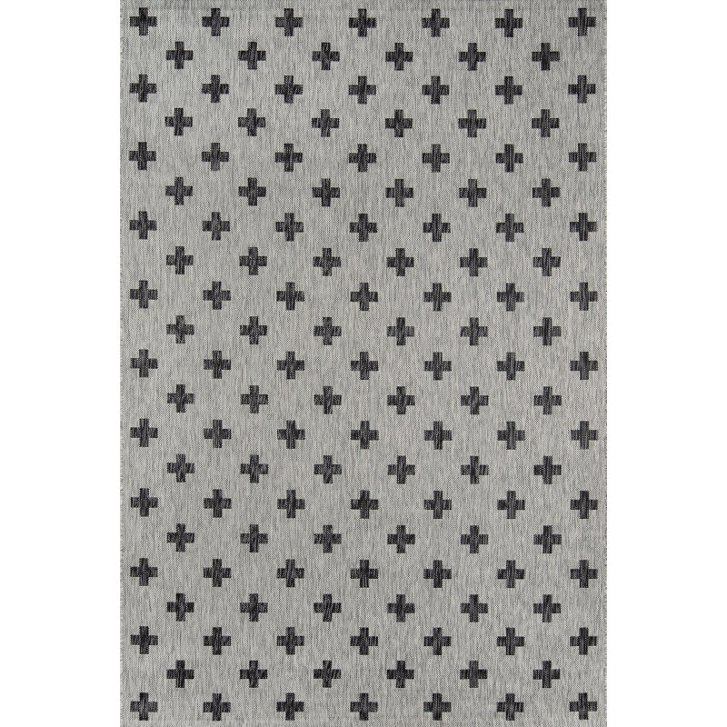 Umbria Striped Indoor / Outdoor Area Rug, Rectangle 9'3" x 12'6", Gray/Black