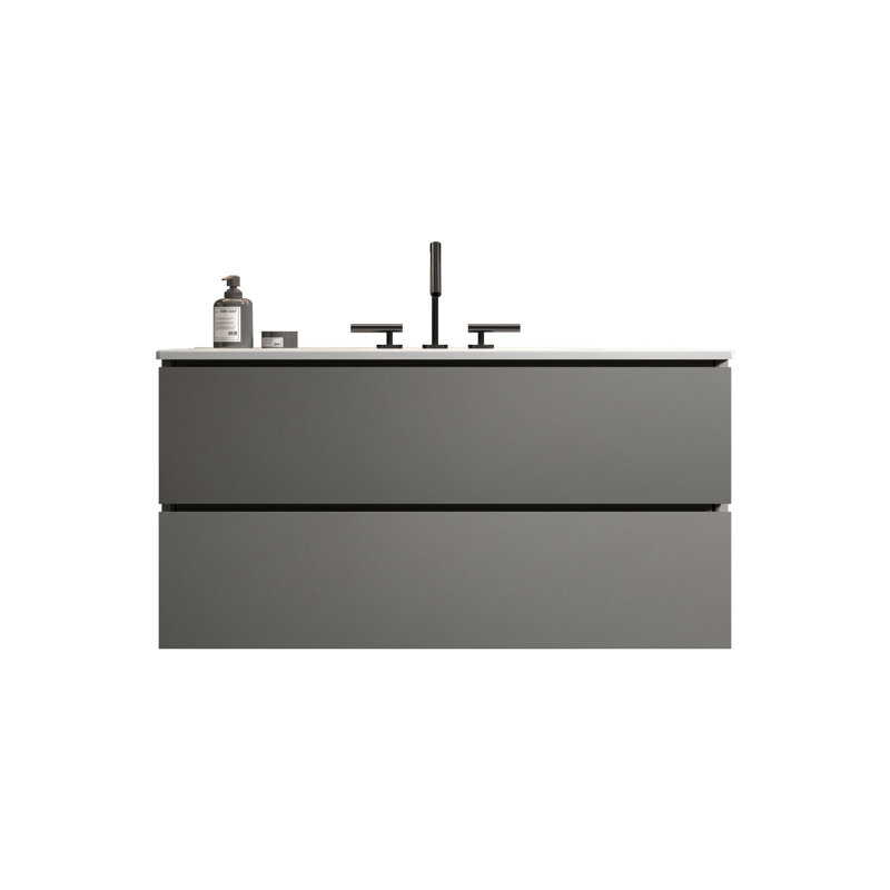 Meuble-lavabo mural 36 po avec lavabo en céramique, Gris