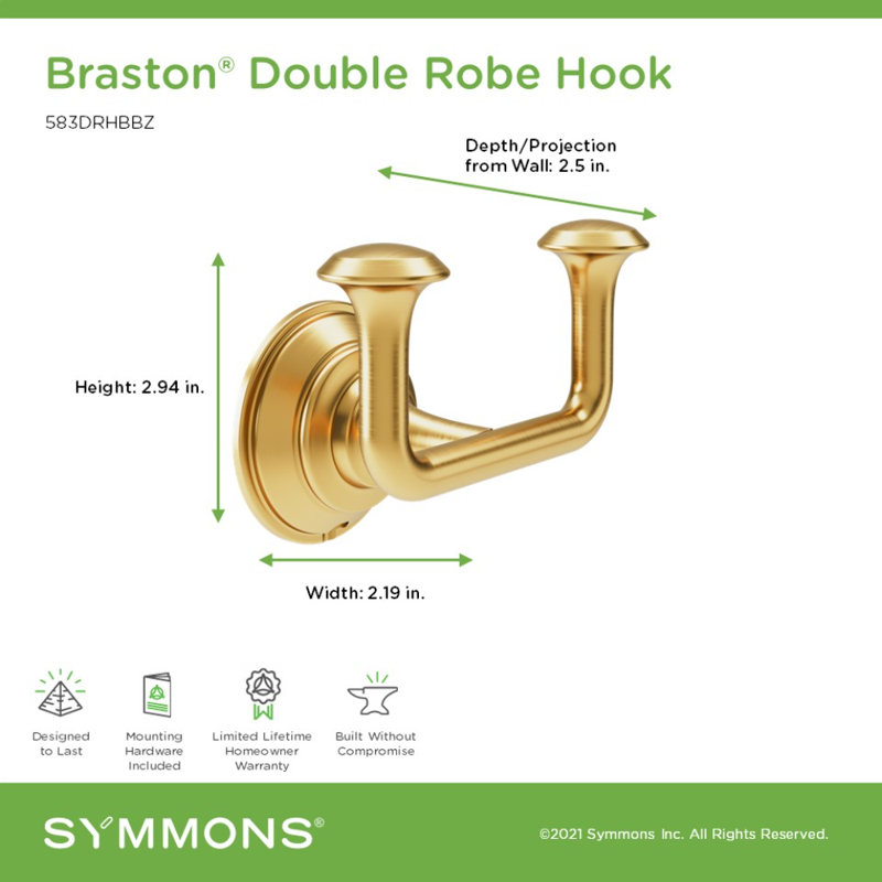 Crochet mural double pour peignoir et serviette Braston, Bronze